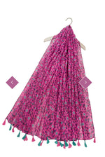 7963 Colourful Floral Print Tassel Scar