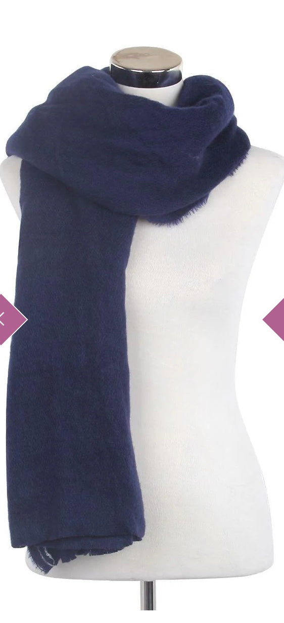 2114 Cosy Plain Coloured Frayed Scarf