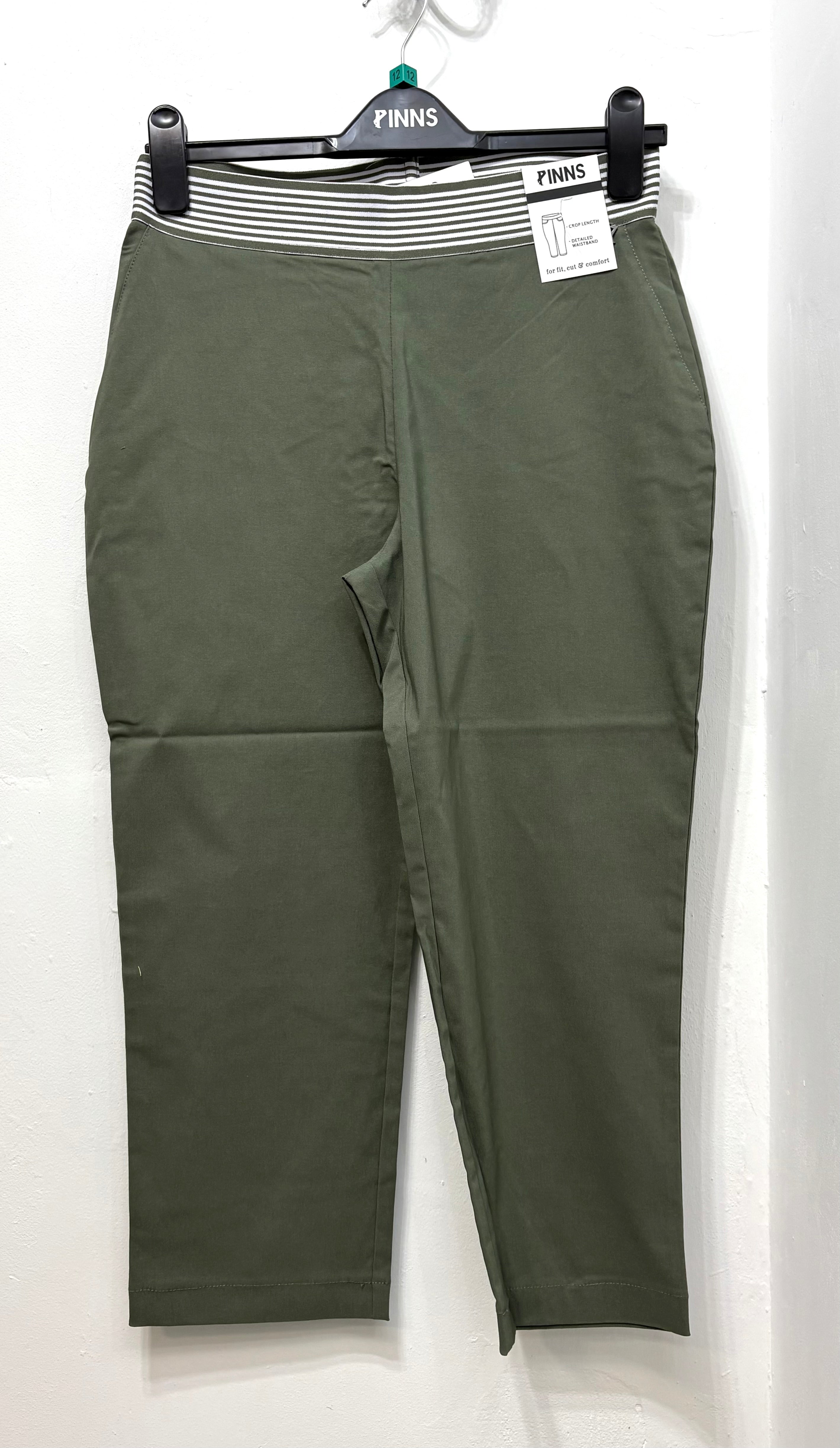 575C Bengaline Crop with Stripe Waist Band