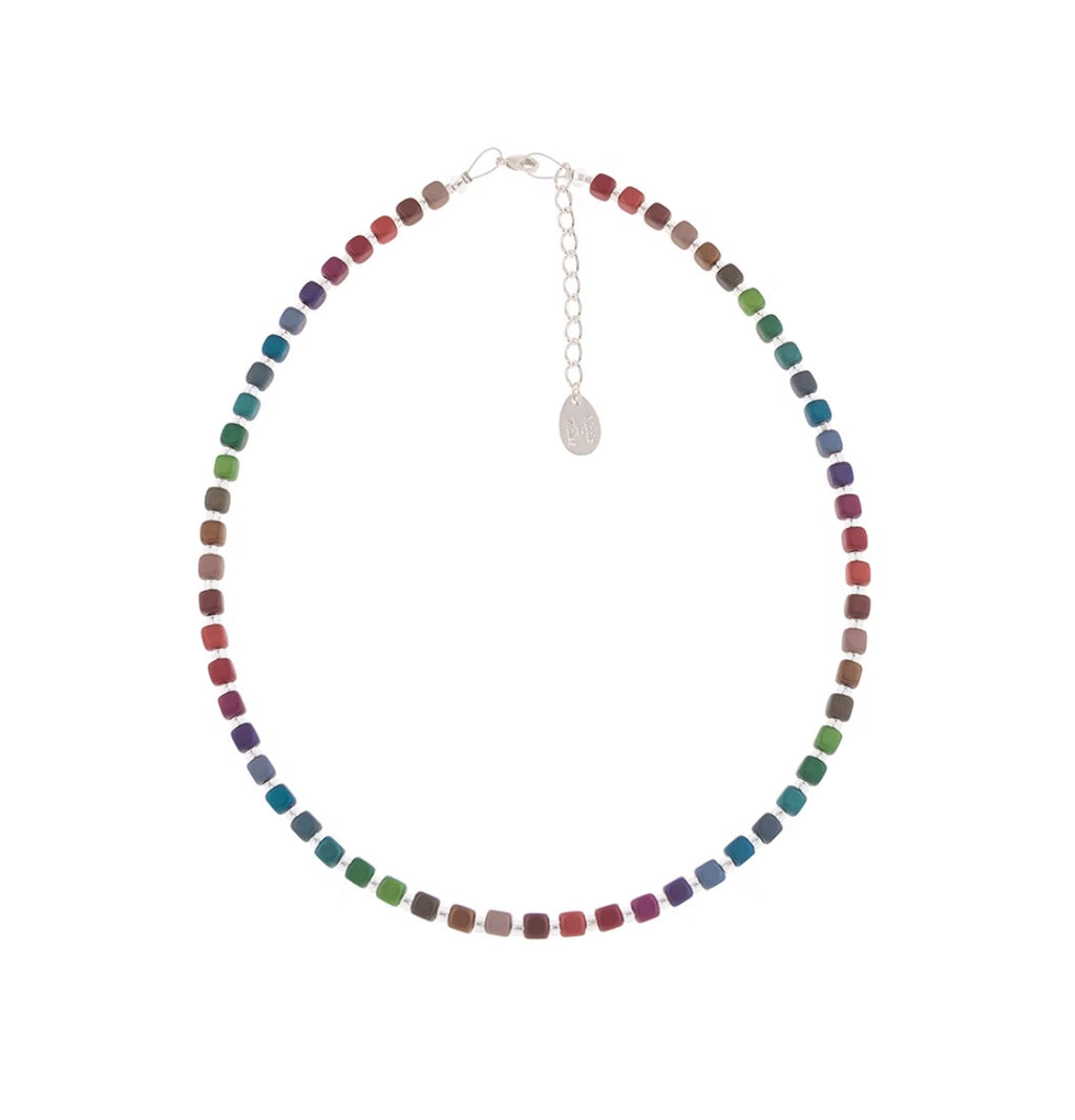 Rainbow Satin Cubes Full Necklace