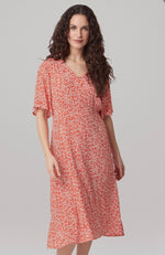 Mono Floral Phoebe Dress - Coral/White