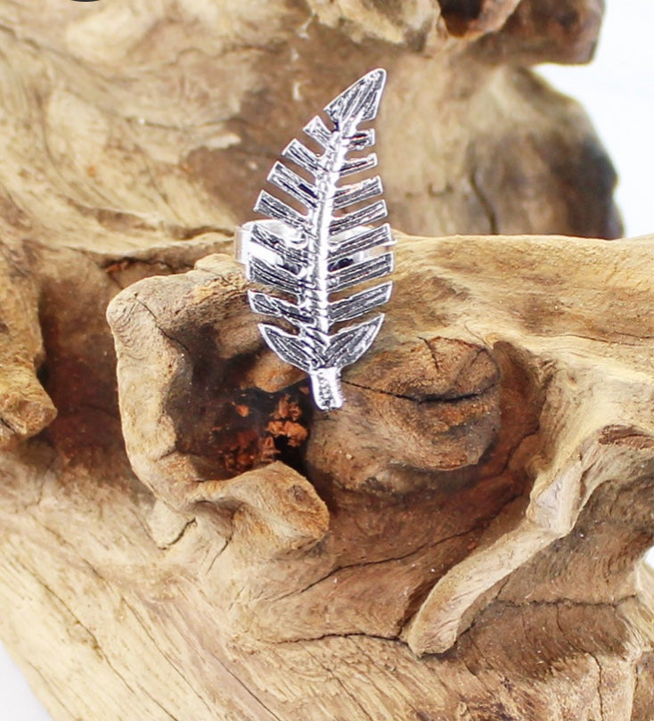 KH1010 SILVER LEAF RING (ADJUSTABLE)