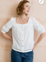 LM26137 POPPY PLAIN COTTON BLOUSE WHITE