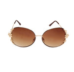 8713 PATTERNED FRAMED SUNGLASSES WITH DECORATIVE FLOWER DEISGN