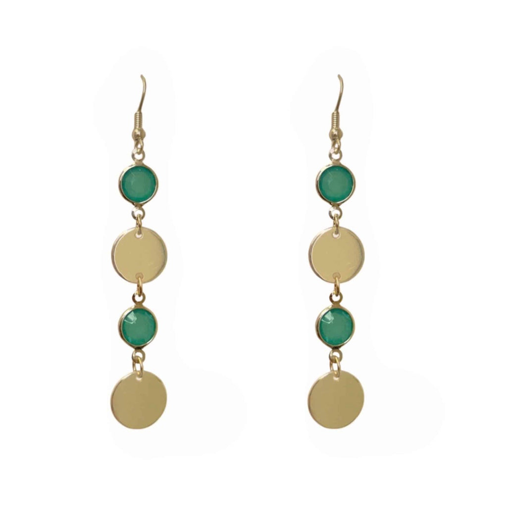205819 Gold/Green Drop Earrings