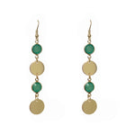 205819 Gold/Green Drop Earrings
