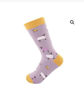 Sks423 Sheep Family Socks Lilac