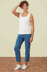 Saren Cotton Rib Vest - White