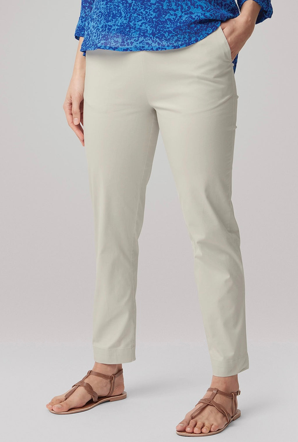 Cotton Twill Eliana Trouser - Stone