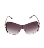 8722 OVERSIZED SUNGLASSES WITH SILVER FRAME & ZEBRA PRINT