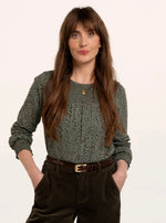 Brenda Smock Front Printed Long Sleeve T-Shirt
