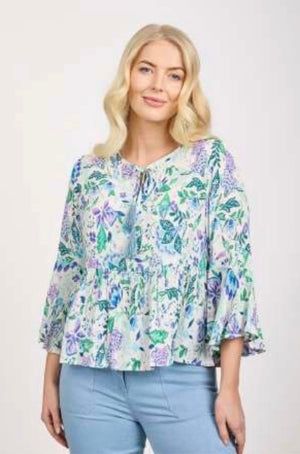 478 TASSEL TIE PRINTED TOP