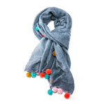 9123 Tie Dye Big Pompom Scarf