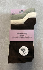SE202 3 Pack Merino Wool & Bamboo Blend Plain Socks