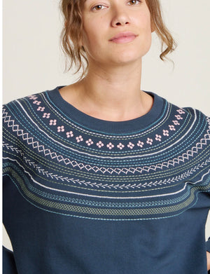 Embroidered Neckline Crew Neck Sweatshirt