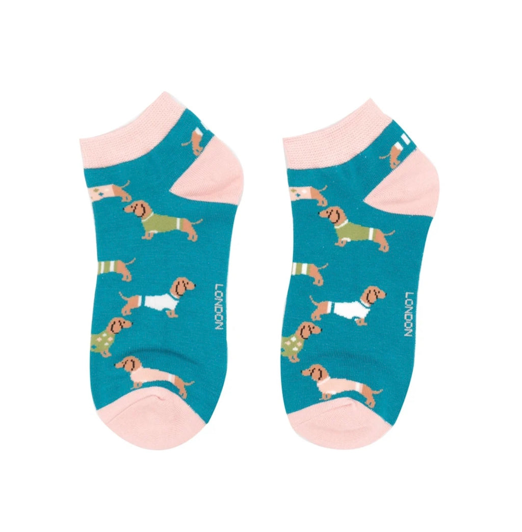 Pups in Coats Trainer Socks Teal