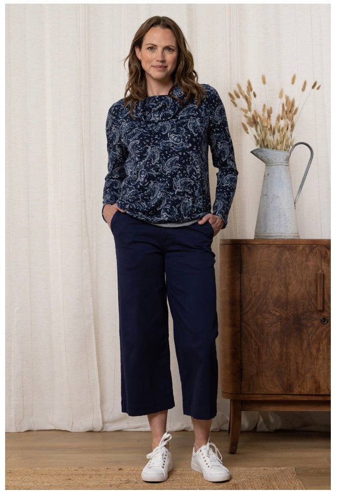 Lm24607 RELAXED EVERYDAY PAISLEY COWL NECK JUMPER