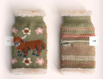 COS149 HIGHLAND COW WRIST WARMERS, MOSS