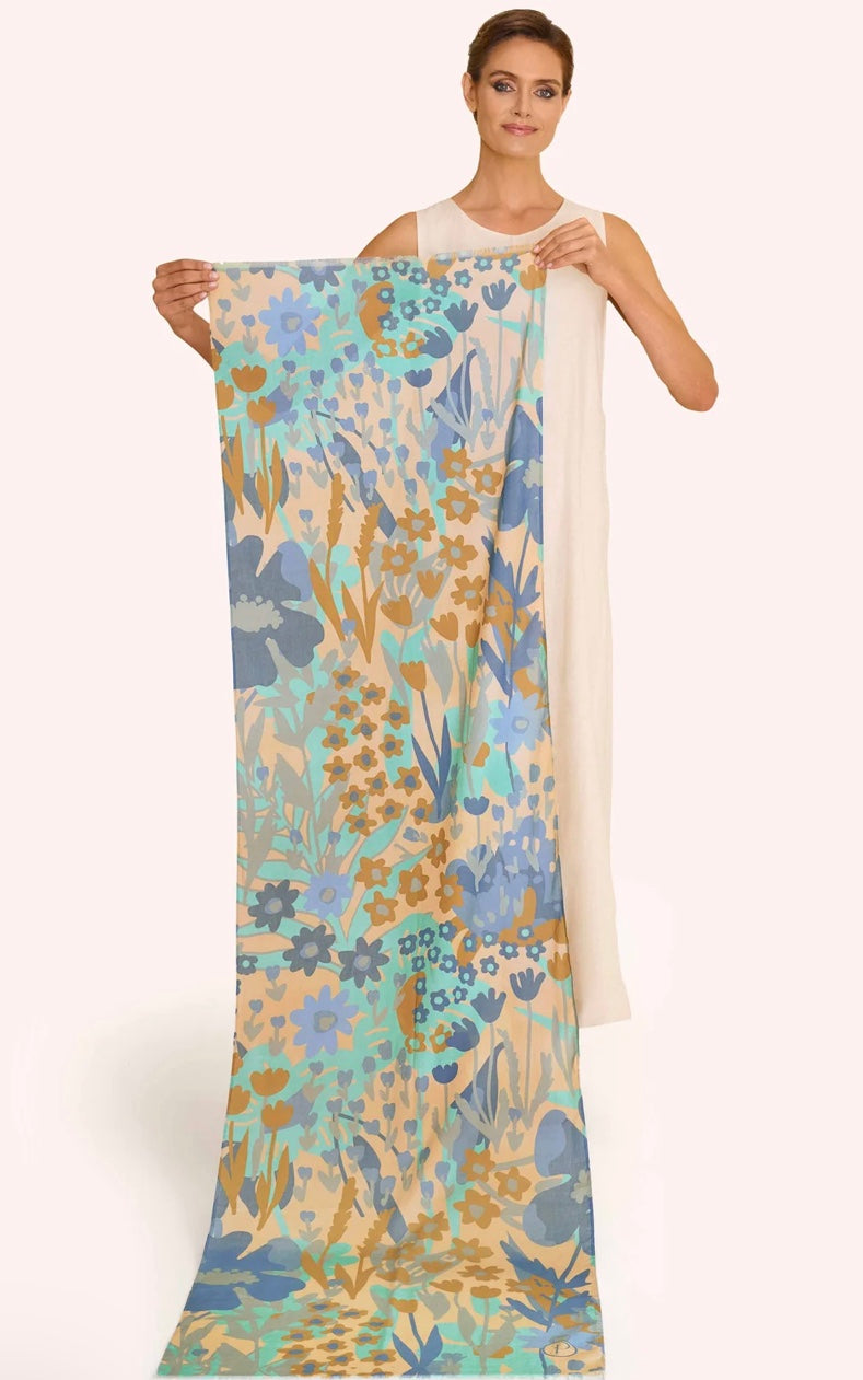 CSC4 COTTON SCARF - SPRINGTIME FLORAL-DENIM