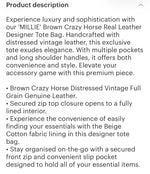 MILLIE Brown Crazy Horse Leather Tote Bag