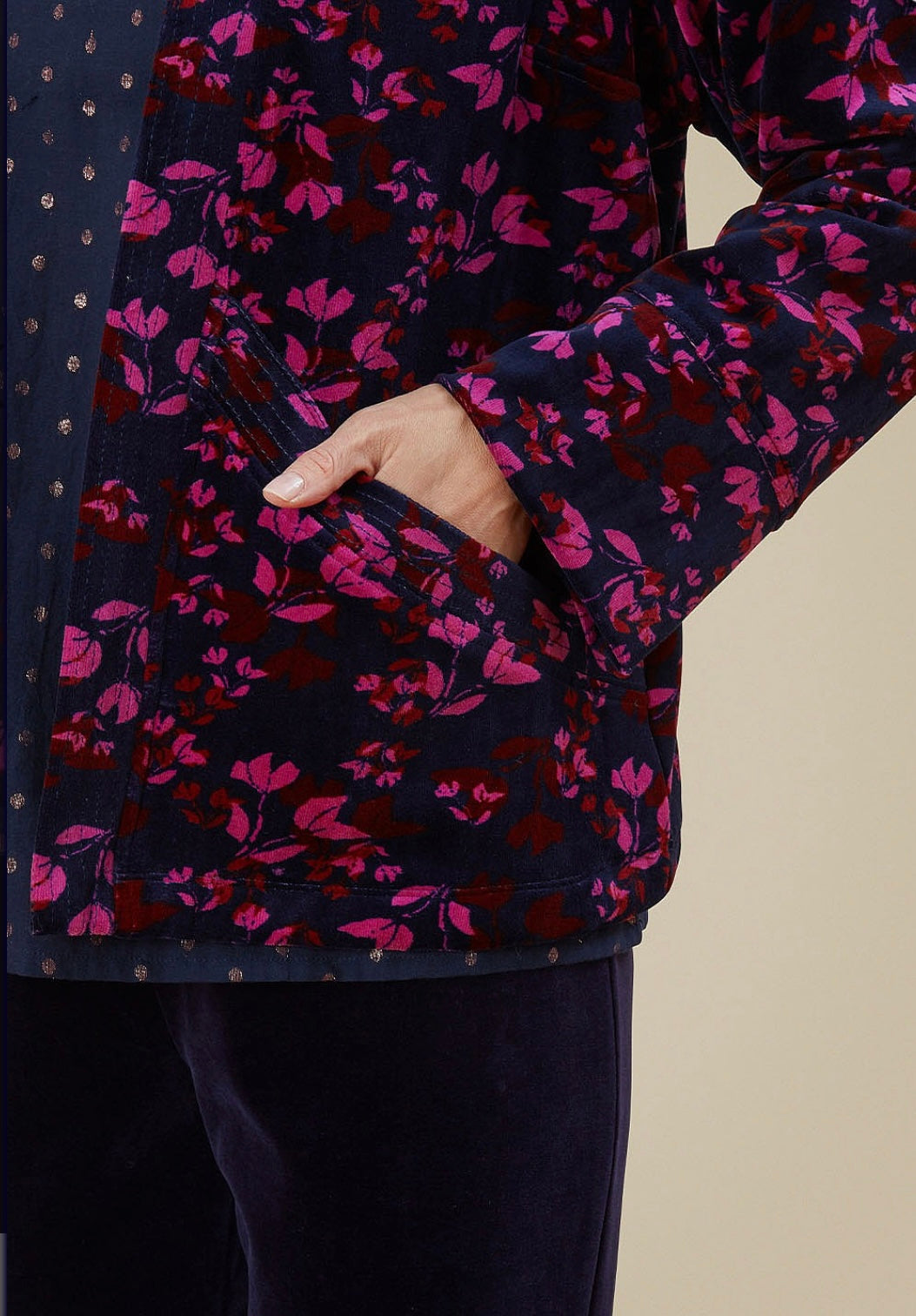 Indera Kimono Velveteen Leaf Print