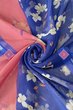 7460 Two Tone Elegant Floral Print Chiffon Scarf