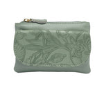 5706 FLORAL EMBOSSED SOFT PU TOP ZIP COIN PURSE
