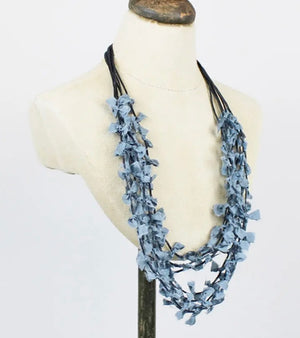 NB1303 MULTI-STRAND KNOTTED FABRIC NECKLACE