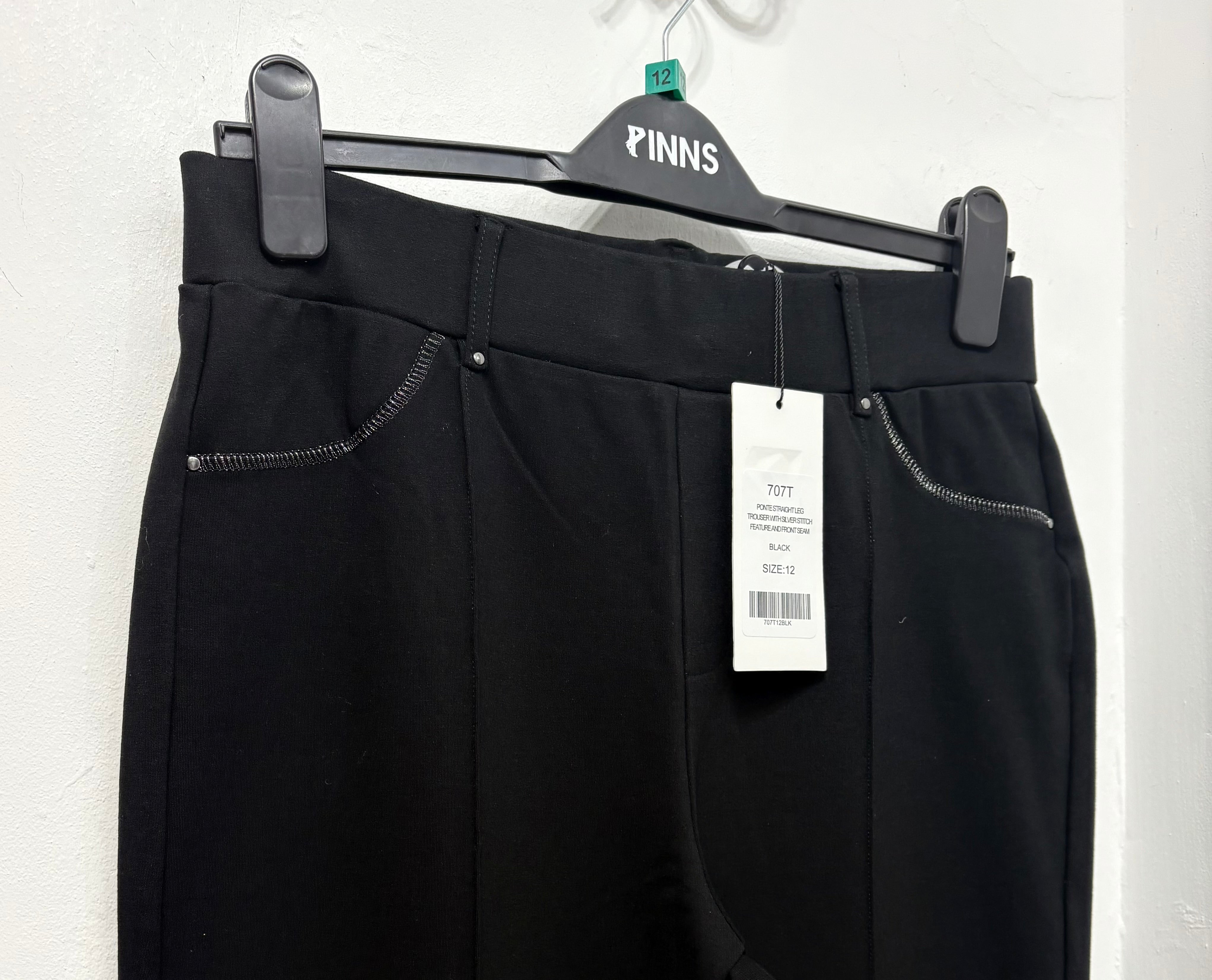 707T Black Ponte Straight Leg Trouser