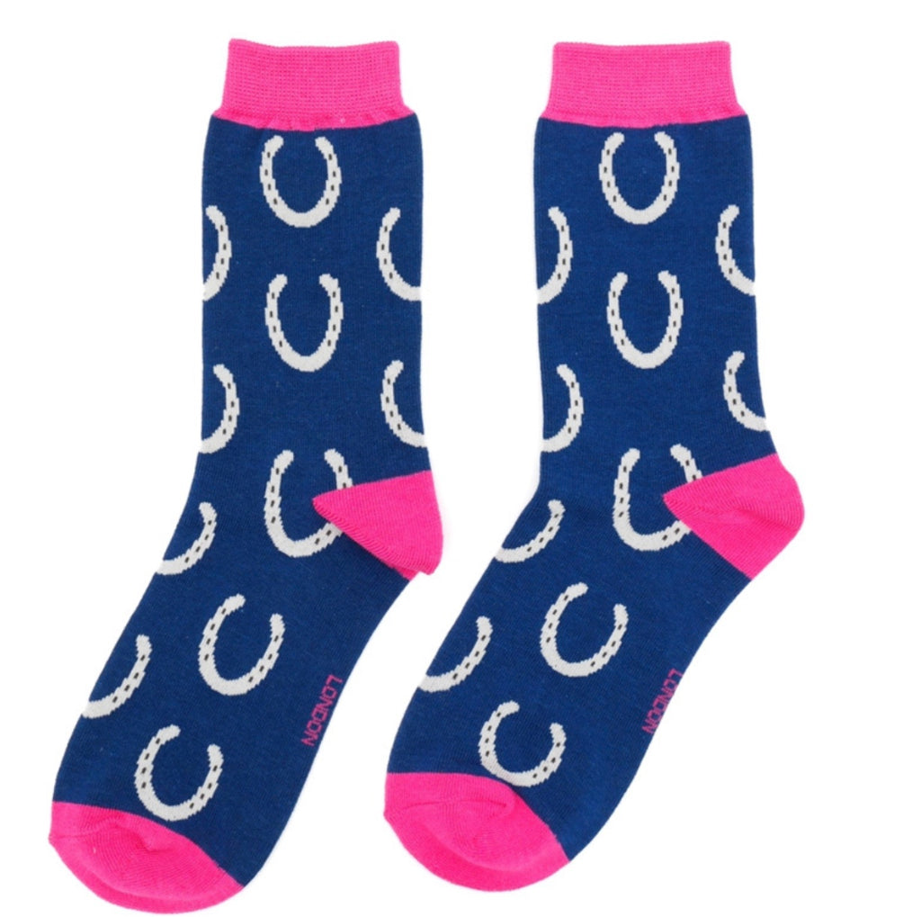 Sks373 Horseshoes Socks Navy