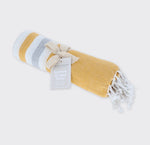 Hammam Striped Towel / Throw -Ochre/Grey