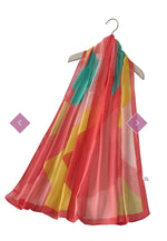 7464 Vibrant Geo Print Chiffon Scarf