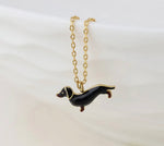 05210 Gretchen Dachshund Pendant Necklace-        Plated