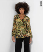 Imogen Printed V Neck Button Through Blouse