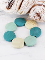 FB1305 ELASTICATED WOODEN DISC BRACELET