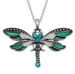 W0102 Blue Tonal Dragonfly Necklace