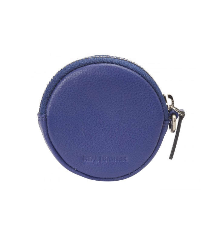 0587 ROUND COIN/ACCESSORY PURSE WITH D-RING FITTING IN PEBBLE LEATHER
