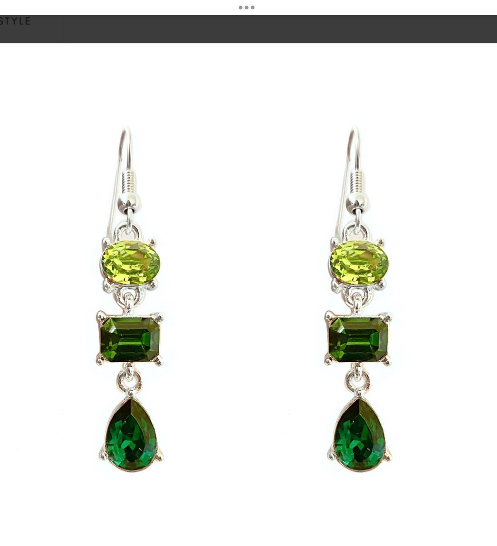 205637 Green Stone drop Earrings