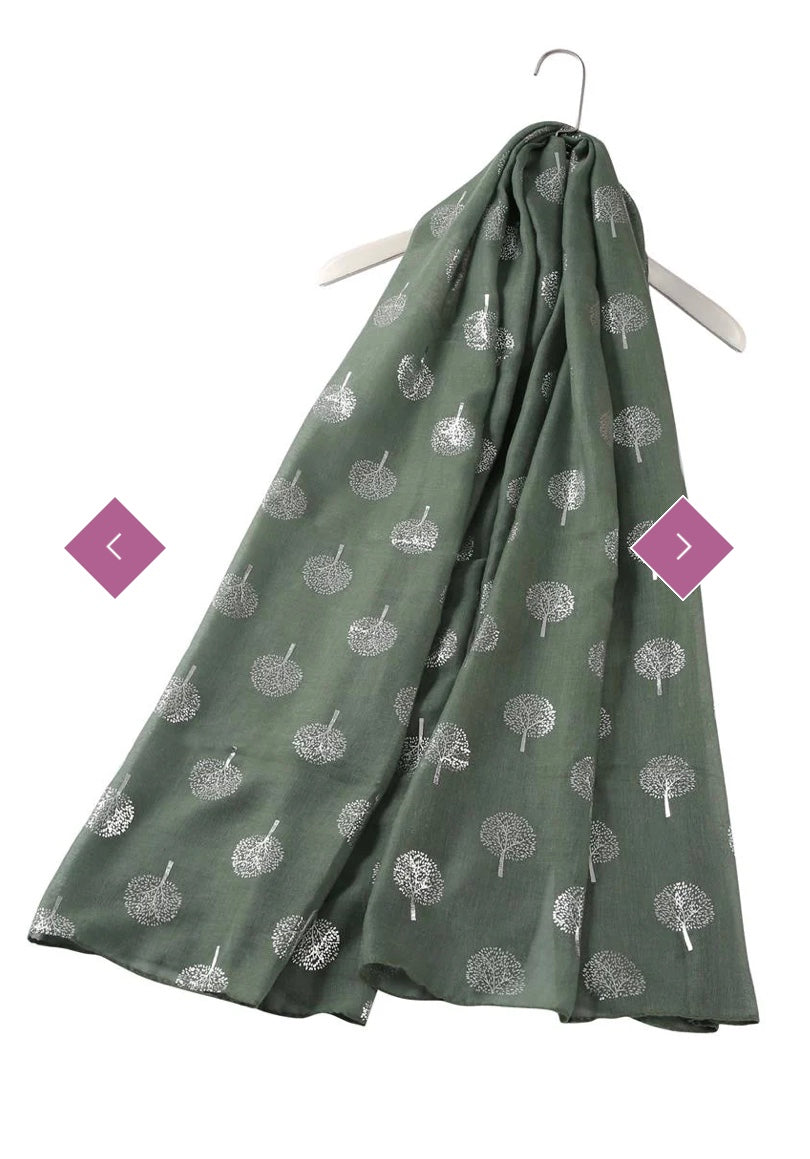 2293 Silver Tree Print Scarf