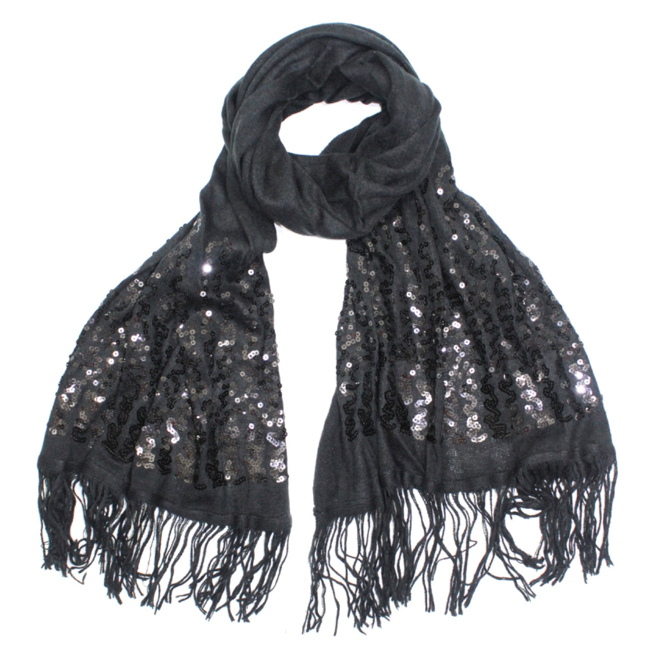 Black Sequin Scarf