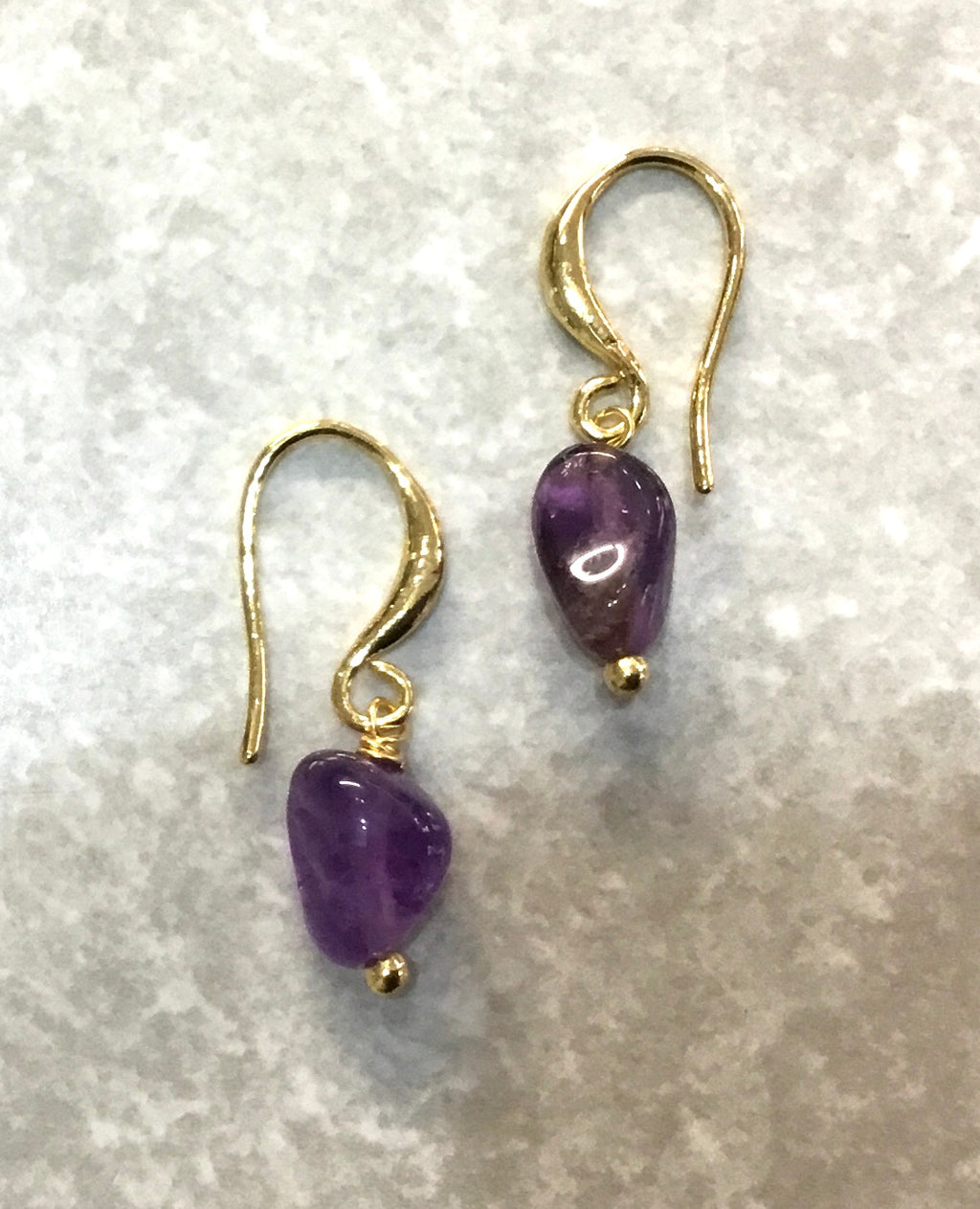 GP433 SIMPLE AMETHYST DROP EARRINGS