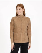307 BUTTON TAB COLLAR ZIP-UP KNIT CARDIGAN WITH POCKETS