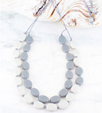 BB1207 DOUBLE STRAND TWO-TONE RESIN NECKLACE (ADJUSTABLE)