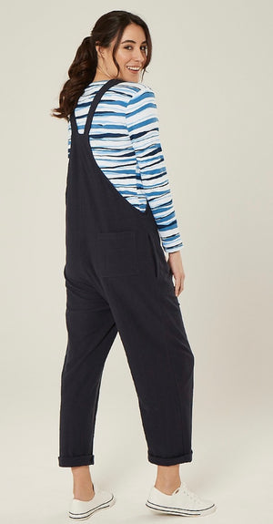 Solid Slub Lucie Dungaree - Navy
