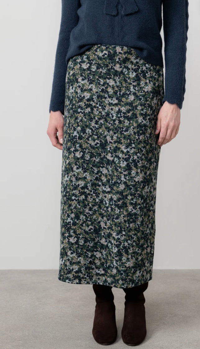 LM25560 MELISSA FLORAL PRINT MIDI SKIRT GREEN