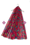 7828 Cartoon Style Paisley Print Frayed Scarf