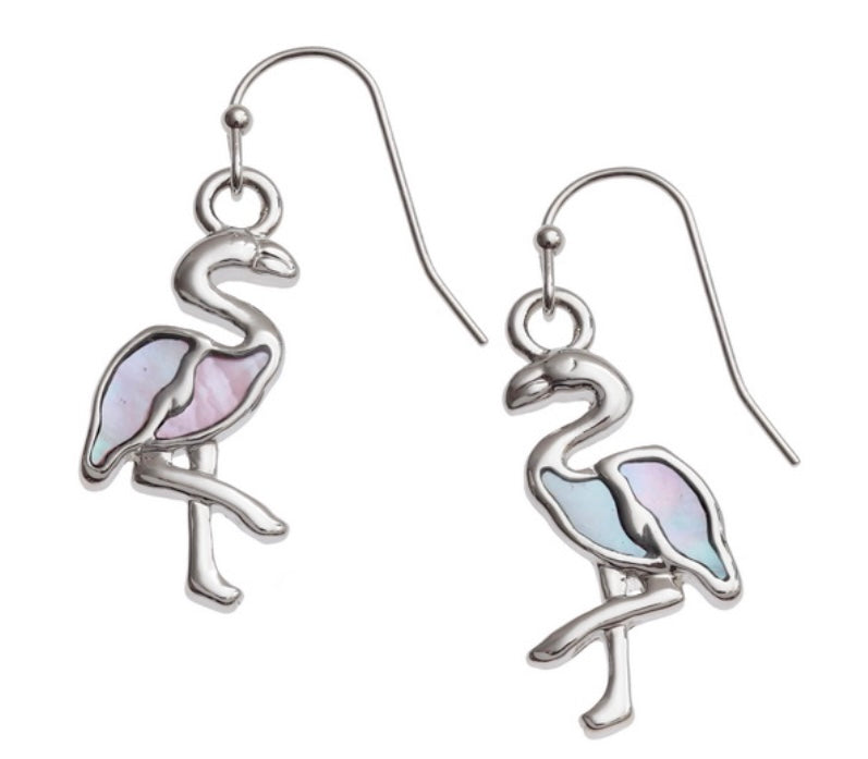 Paua Shell Flamingo Earrings
