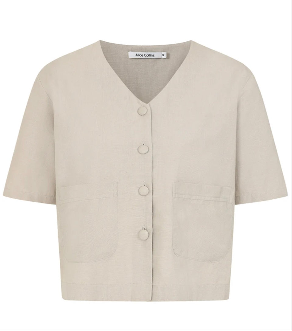 Rose Plain V Button Top/Jacket