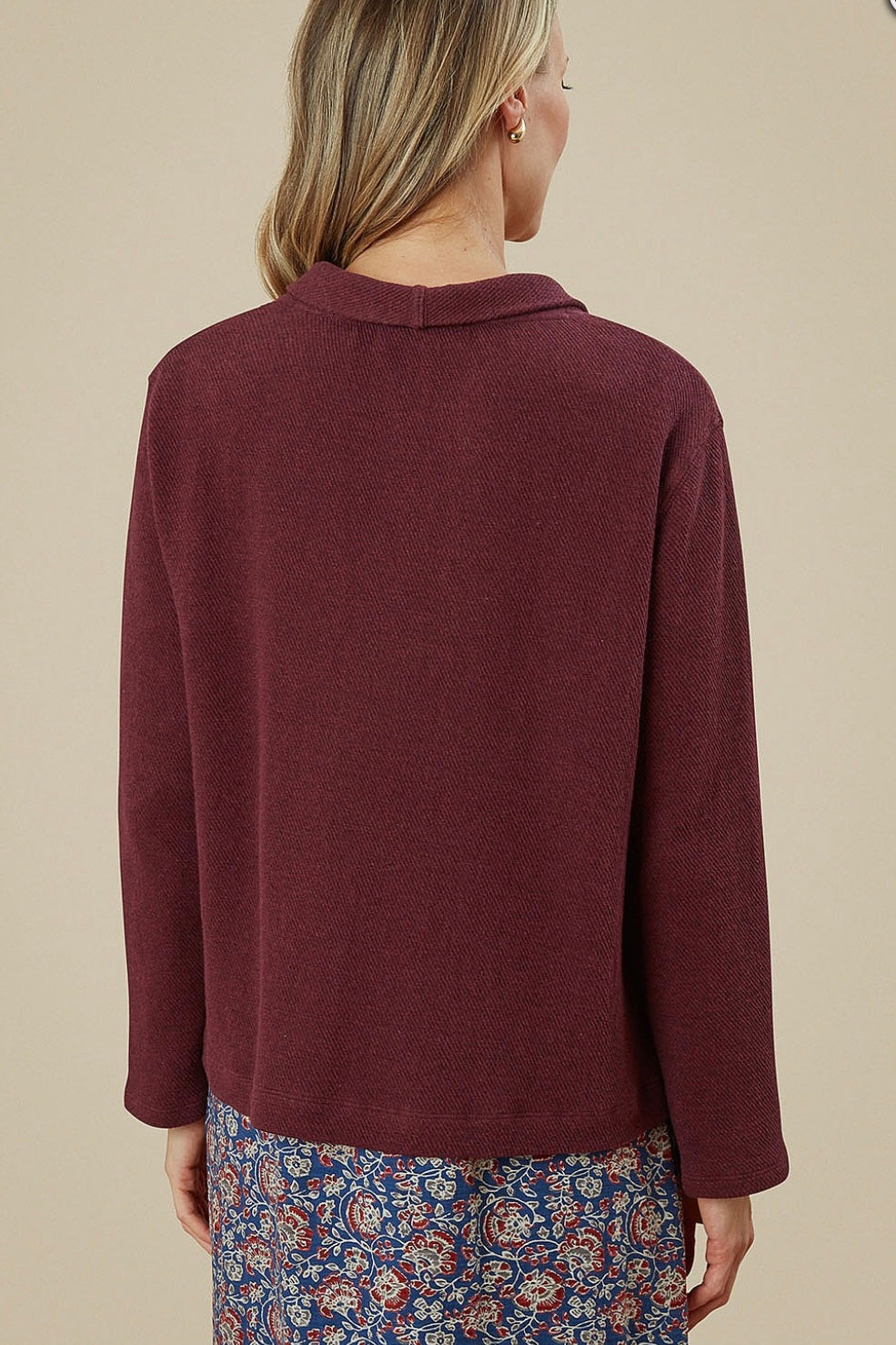Cotton Jacquard Shishma Cardigan - Windsor Wine