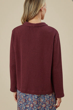 Cotton Jacquard Shishma Cardigan - Windsor Wine